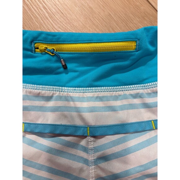 Lululemon Speed Up Short Size 8 Blue White Striped Running Gym Liner Zip Pocket - Picture 8 of 12